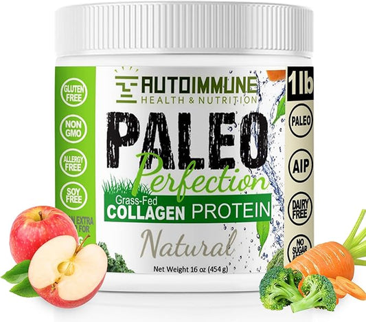 Collagen Protein Powder for Women - Non GMO Collagen Protein with Carrot Broccoli Apple Fiber - Grass Fed Beef Protein Powder Paleo Keto & Superfood Blend by Autoimmune (Natural, 1 Pound)