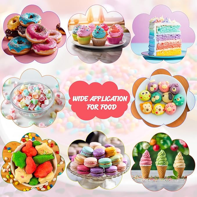 Cherrysea Food Coloring for Cake Decorating Rainbow Edible Food Dye for Halloween Baking Royal Icing Cookie Supplies Gluten Free 7x12ml Food Grade Liquid Food Color Kit, 0.4 Fl. Oz/Bottles