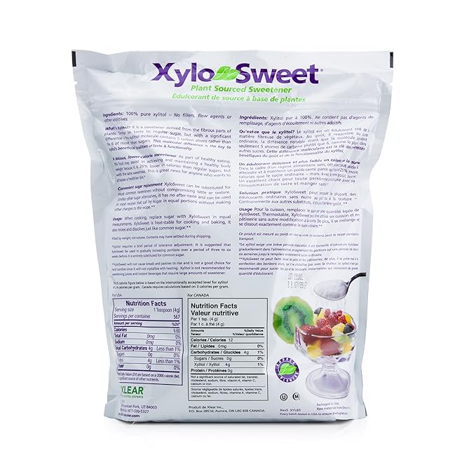 Xlear XyloSweet Plant Sourced Xylitol Sweetener - Pure Natural Sugar Substitute, Granules, Non-GMO, Gluten-Free, 5 Pound Bag (Pack of 2)