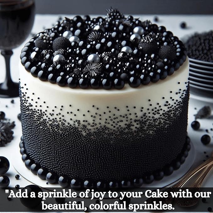 Confect Black Sprinkles – Edible Cake & Cupcake Decorating Sprinkles in Bottle for Baking, Cookies, and Dessert Toppings | Vegan, Gluten-Free, Soy-Free, Dairy-Free, Palm Oil-Free- 4.2 Oz