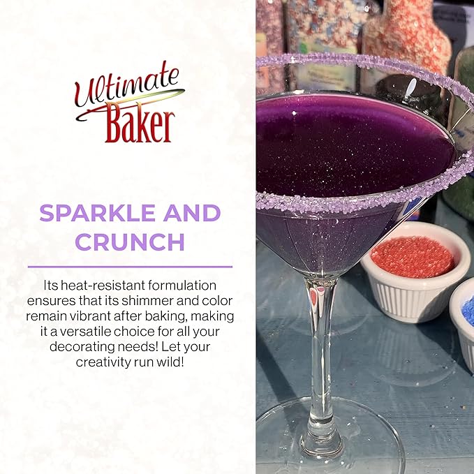 Ultimate Baker - Sanding Sugar, Purple - Vibrant, Naturally Colored Baking & Decorating Sugar, Perfect for Sprinkling on Cakes, Desserts & Ice Cream, Medium Crystal - 16oz