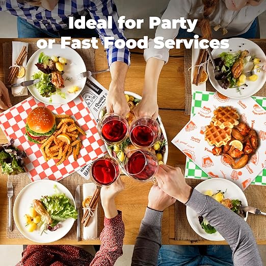 Fit Meal Prep 250 Mixed Color 12x12" Dry Waxed Deli Paper Sheets, Grease-Proof & Waterproof, Perfect for Food Basket, Picnic, Barbecue, Restaurants