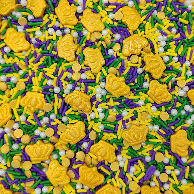 Mardi Gras Sprinkles Edible Purple, Green and Gold Sprinkles Mix for Mardi Gras King Cake Cookies Cupcake Decoration