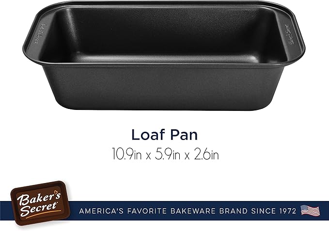 Baker's Secret 2pcs Loaf Pan for Baking Bread, Nonstick Carbon Steel Rectangular Pan 11" x 6" Baking Area 9" x 5", Premium Food-Grade Nonstick Coating, for all bakers