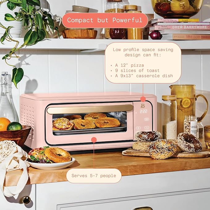 Beautiful Infrared Air Fryer Toaster Oven Kit – Special Edition Multi‑Function Countertop Oven with 10 Presets, Fast Heating & Accessories by Drew Barrymore (Rose)