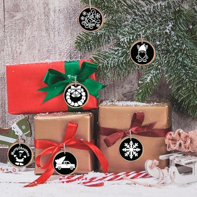 60pcs Christmas Stencils for Painting on Wood 3 Inch Small Nativity Ornament Reusable Holiday Xmas Drawing Stencil Templates for Wood DIY Crafts Card Paper Gift Home(Christmas Two)
