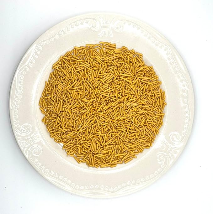 Gold Sprinkles for Baking Cakes, Cupcakes, Cookie Decorations, Ice Cream and Donut Toppings Edible Decorating Baking Supplies - 4 oz package (Gold)