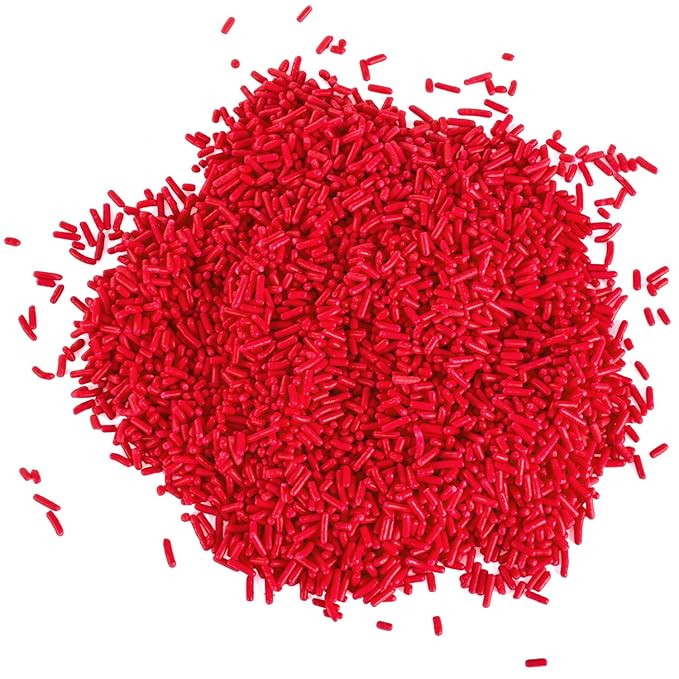 Red Christmas Sprinkles - 1.6 Pounds - Bulk Jimmies - Edible Decorations for Cake Decorating - Dessert Toppings for Ice Cream, Cupcakes, Cookies, Cake Pops