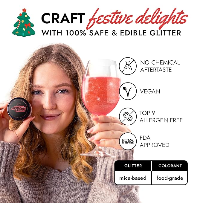MONÉGASQUE Sakura Pink Edible Glitter for Drinks 10g – Pink Edible Glitter for Cakes & Cocktails – Cake Decorations Spray Christmas Sprinkles – Drink Shimmer Powder – Cocktail Sparkles for Drinks