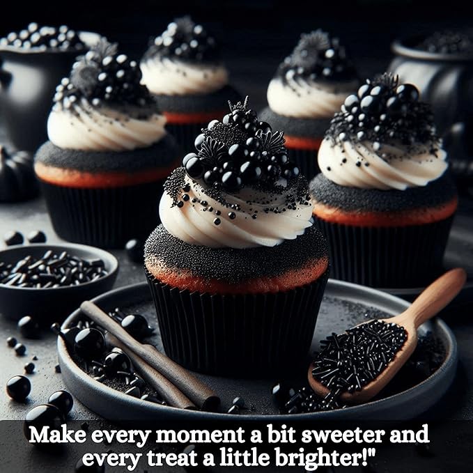 Confect Black Sprinkles – Edible Cake & Cupcake Decorating Sprinkles in Bottle for Baking, Cookies, and Dessert Toppings | Vegan, Gluten-Free, Soy-Free, Dairy-Free, Palm Oil-Free- 4.2 Oz