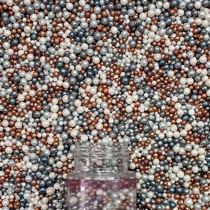 Confect Metallic Sprinkles Mix for Cake Decorating – Silver, Copper & White Pearl Edible Sugar Balls | Disco Ball Cake Toppers, Baking Decorations | Vegan, Gluten-Free, Nut-Free, Soy-Free, Dairy-Free, Palm Oil-Free- 4.2 Oz