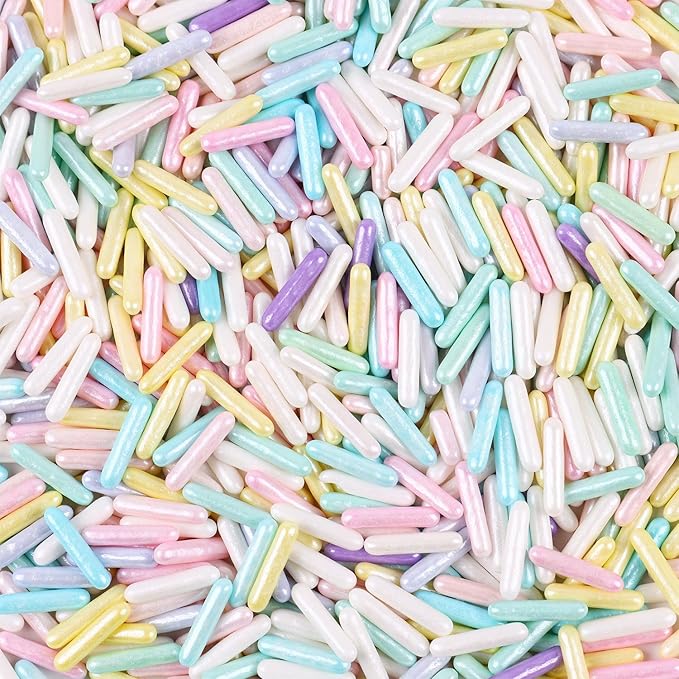 Pastel Sprinkles for Cake Decorating 3.5 Ounce Edible Mini Sugar Rods Sprinkles for Cookie, Cupcake Topper, Ice Cream, Candy, Chocolate Decorations for Wedding Party Anniversary Celebration