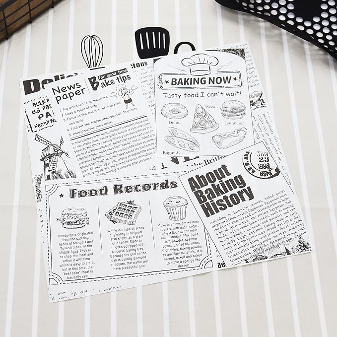 Premium Deli Paper 12"x12"- 200 Pack - Water & Grease Resistant, Greaseproof Liners for Food Boats - Pre Cut Deli Sandwich Wrappers - Food Basket Sheets for BBQ, Picnic, Tray Liner