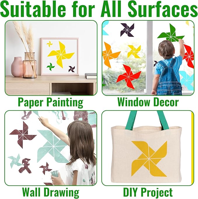 Large Stencils Painting 8 PCS Plastic Windmill Reuseable Stencils Deco for Painting Spraying Drawing on Wall Wood Flag Paper
