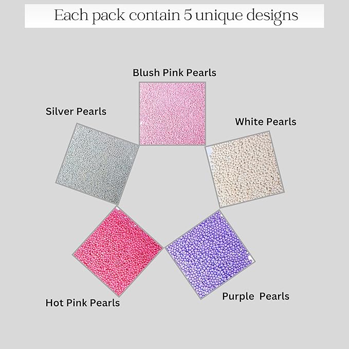 Confect Pretty Princess Pearl Sprinkles – 5 Pack Dragees Mix (Baby Pink, Silver, Neon Pink, Purple & White) – Elegant Cake & Cupcake Decorations – Vegan, Gluten-Free, Nut-Free, Soy-Free, Dairy-Free, Palm Oil-Free , Dye Free, No Artificial Dyes- 5 Oz
