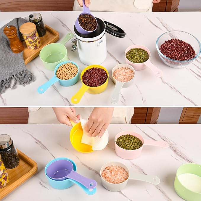 Smithcraft Measuring Cups Set 6, Colorful Plastic Measuring Cup Set, Big Size Metric & US Measure Cups, Cute Dry Measurement Cups for Kitchen & Baking, Cooking Measure Cup with 3/4 & 2 Cup