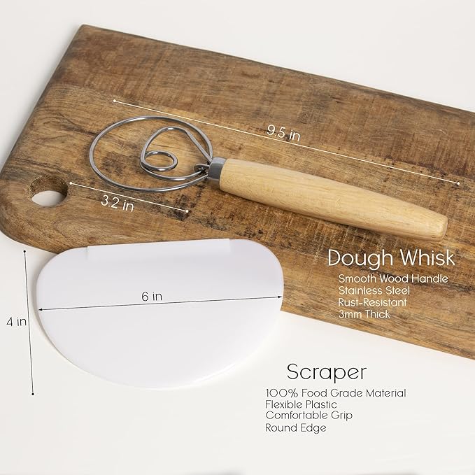 Silicone Bread Sling for Dutch Oven, Dough Scraper, Dough Whisk, Sour Dough Tools, Baking Bread Tools - Essential Bread Making Accessories for Sourdough, Bread Kneading & Dutch Oven Baking