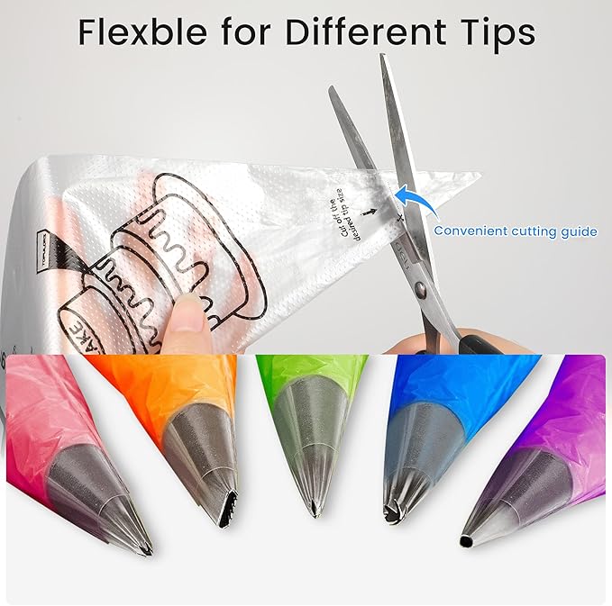 TOPULORS Disposable Piping Bags 12" Height - 100 PCS Pastry Bags - Tipless Icing Piping Bags for Frosting - Ideal for Cakes and Cookies Decorating Supplies - Extra Thick, Anti Burst, and Non-Slip