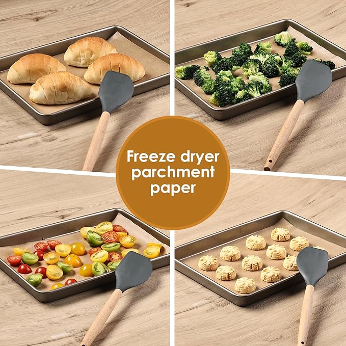 KitchenRaku 200 Pack Parchment Paper For Harvest Right Freeze Dryer Trays, Disposable Accessories for Freeze Dryer Trays, Prevent Food Items From Sticking (PPA11, 19 3/4" x 8 7/16",Large)