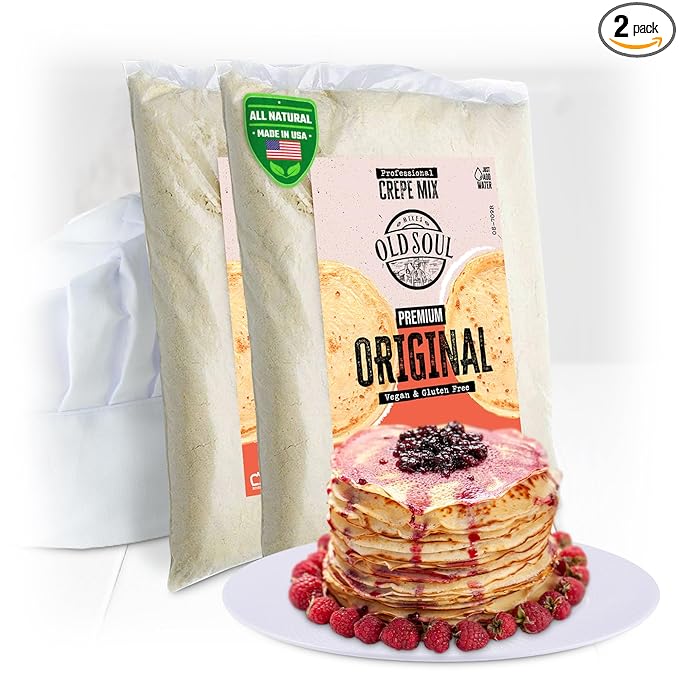 OldSoul Professional Crepe Mix | Original Dough Mix | Classic Flavour | 10 Lbs | 72 Crepes (10 Lbs, Gluten Free & Vegan)