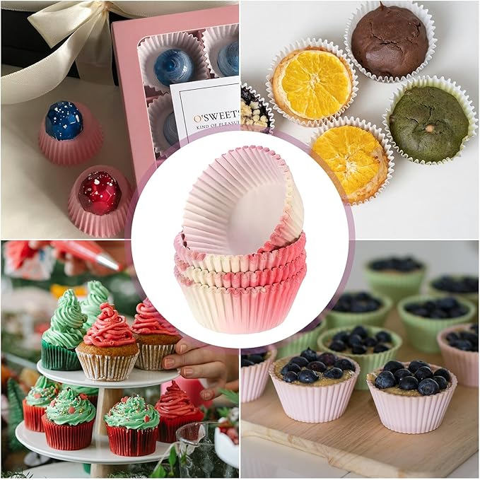 HARFINGTON 200 Count Cupcake Liners Cupcake Cups Standard Size Muffins Liners Papers Baking Cups Wrappers Greaseproof for Party Wedding, Pink Yellow Gradient