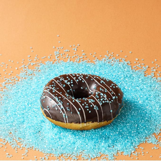 Sujoygar Light Blue Saning Sugar Sprinkles, 5oz Edible Blue Sugar Crystals for Cocktails, Cake Sprinkles for Chocolate Ice Cream Toppings Cupcake Decoration Wedding Party Cookies Baking Dessert Food Supplies