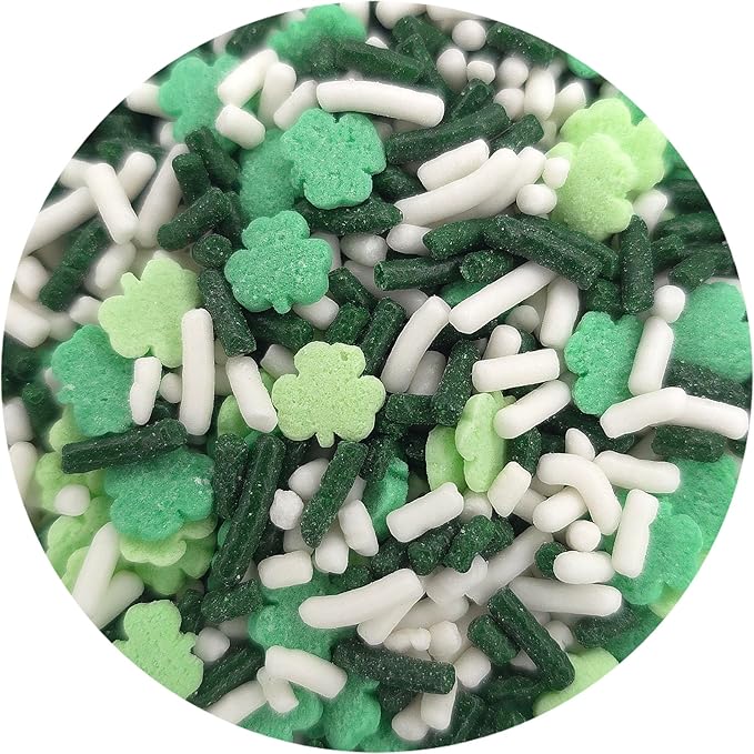 NCS St. Patricks Day Mix White and Green Jimmies with Green Clover Edible Sprinkles, 8 ounces