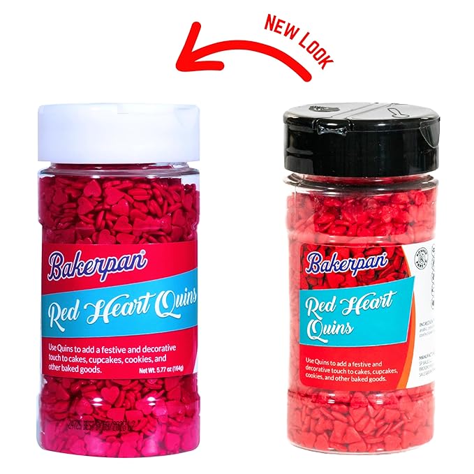 Bakerpan Red Heart Sprinkles for Cake Decorating, 5.77 Ounces Edible Hearts Confetti Sprinkles for Ice Cream, Cookies, Valentine's Cupcake Topper