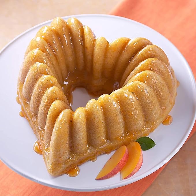 Kundalini Heart Shaped Cake Pans Charlotte Cake Mold Heart Shaped Fluted Cake Pan for Valentine’s Day Christmas Wedding Party 10inch Nonstick Heavy Duty Cake Pan