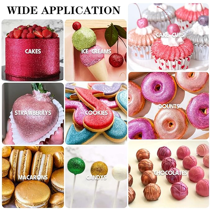Edible Glitter - 4 Colors Luster Dust Edible Glimmer Powder for Sparkling Drinks, Foods, Wine, Beverage, Cake - Food Grade Shimmer Dust Powder for Cocktails, Baking, Cupcakes Decoration - 5g / Bottles