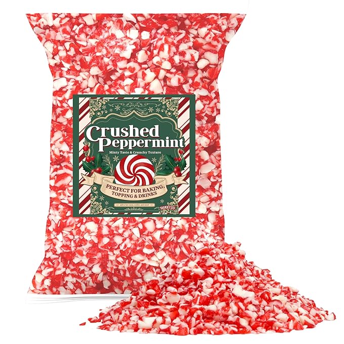 Crushed Peppermint Candy Pieces, Red and White Classic Flavor, Perfect Christmas Dessert and Drink Toppings, Resealable Bag, 12 Ounces
