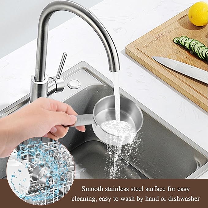 6 pcs 1/2 Cup Measuring Cup, Stainless Steel Measuring Cups, 125 ml | 125 cc | 4 oz | Engraved Marking Single Measuring Scoops, Metal Measuring Cup for Kitchen Baking & Cooking
