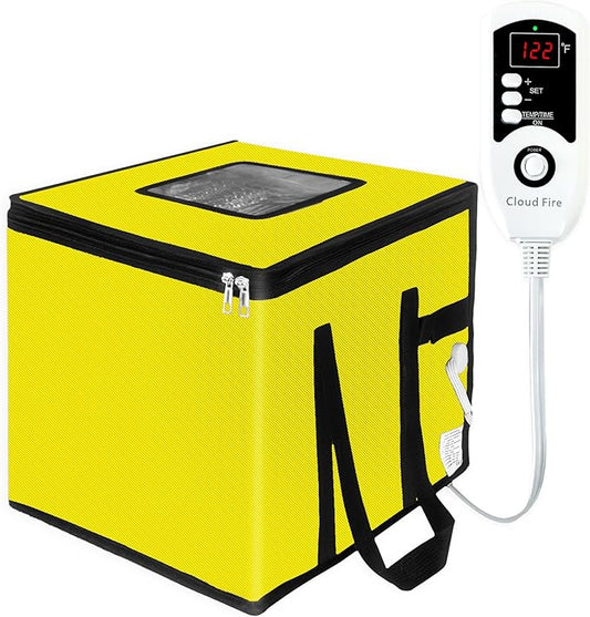 Bread Proofing Box Heater 150w, Dough Proofer Warming Box with NTC Sensor,43L Proofer Foldable Zippered Temperature and Timer Controller for Fermentation Sourdough,Yogurt,Natto,Yellow