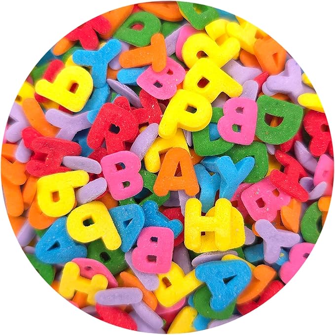 NCS Red, Orange, Yellow, Green, Blue, Purple, and Pink Letter Alphabet Edible Sprinkles, 8 ounces