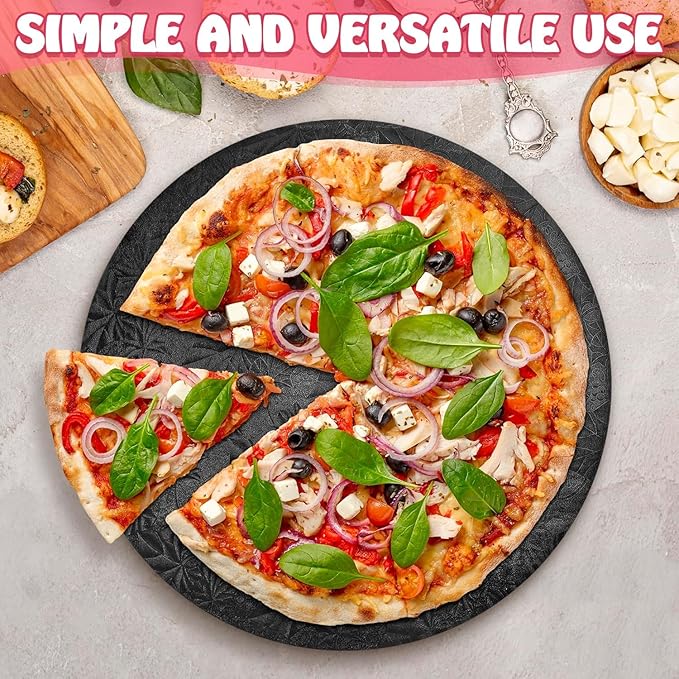 12 Inch Cake Drum - Black Round 12 Inch Cake Boards for Holiday Dessert Presentation, Grease and Moisture Resistant, Thick Durable Material with Fancy Pattern, Great for Christmas Parties & Birthdays