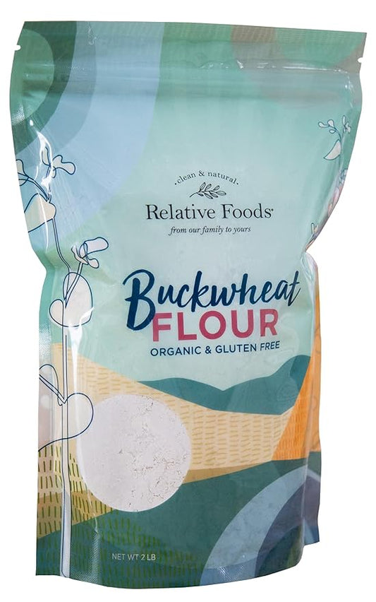 Organic Buckwheat Flour – Naturally Buckwheat Powder – 100% Whole Grain, Non-GMO, High Fiber – Organic Gluten Free Flour Great for Baking, Pancakes, Soba Noodles – 2lb Resealable Bag