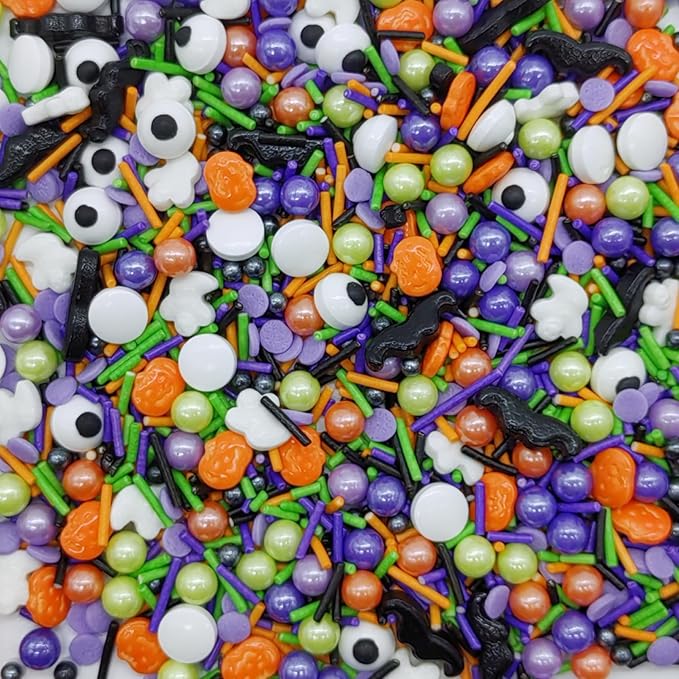 Halloween Sprinkles Ghost & Pumpkin & Eyes Cake Decorations Topper Edible Themed Sprinkles For Cookie Decorating, Chocolate Desserts, Cupcakes, Ice Cream 4.58OZ