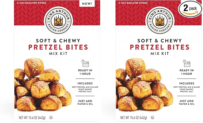 King Arthur Baking Company Soft & Chewy Pretzel Bites Mix Kit 15.6 oz., Baking Mix - Ready in 1 hour (Pack of 2)