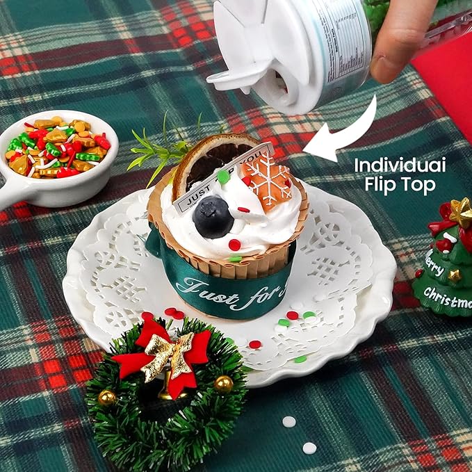 Christmas Sprinkles for Cake Decorating, Red, White & Green Sprinkles Mix, Christmas Tree Bells, 160g/5.64oz, Cake Decorations, Baking, Cupcake, cookies Topper, foodgrade