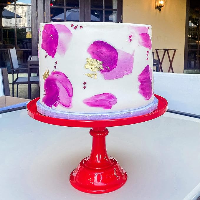 Sprinkles & Confetti 11" Red Cake Stand – Premium Melamine Dessert Display for Weddings, Valentine’s Day, Christmas & Holiday Parties | Elegant Reusable Serving Tray for Cakes & Treats