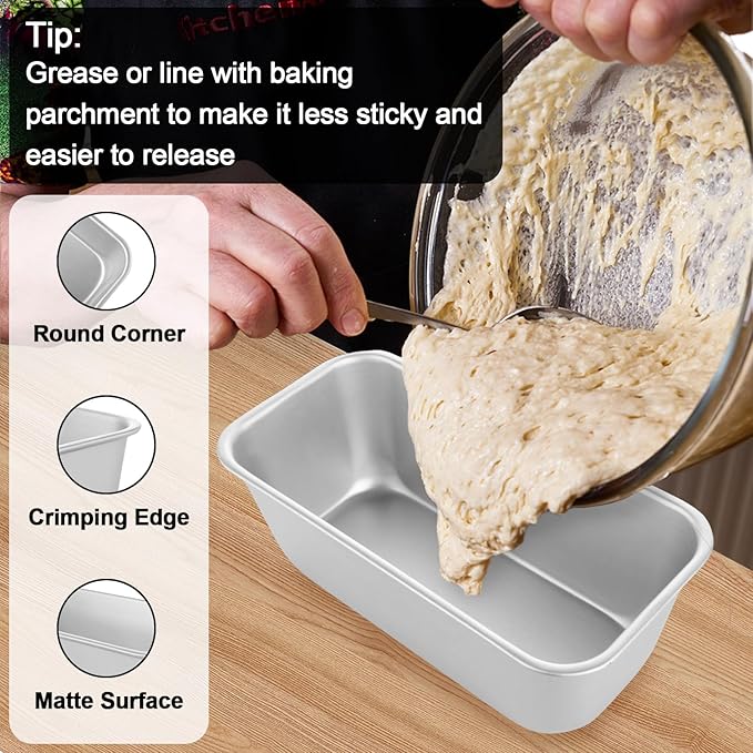 6 Pack Aluminum Loaf Pans 8x4 Inch Banana Bread Pan for Homemade Bread Baking Pan for Oven 2.8” Deep Metal Meatloaf Pan Sandwich Bread Loaf Pans for Baking Bread Tins for Baking Meat Loaf Cake