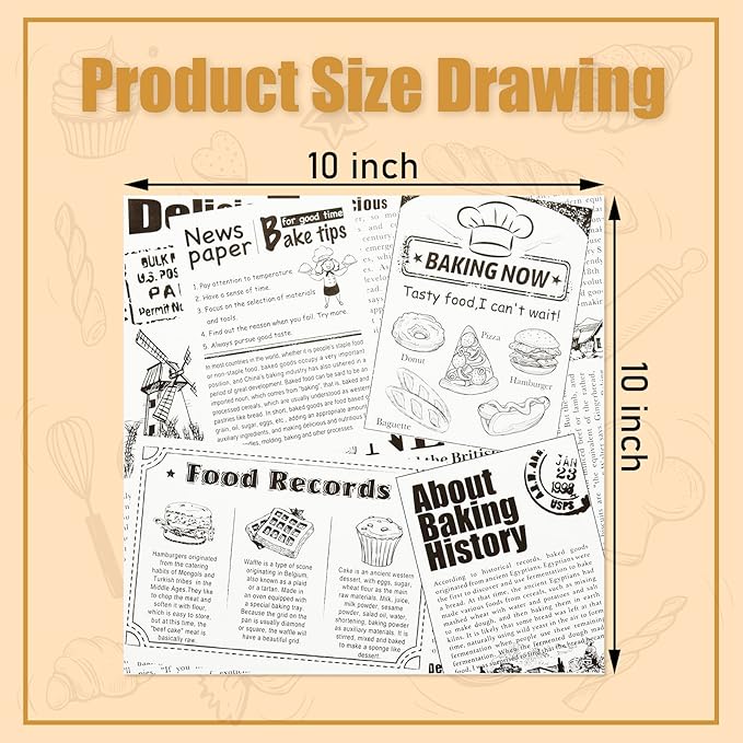 Premium Deli Paper 10"x10"- 200 Pk - Sandwich Wrapping Greaseproof Paper Sheets, Bread/Rolls Deli Paper Liners, Baskets Lining Wrappers for Fish & Chips or Burger & Fries