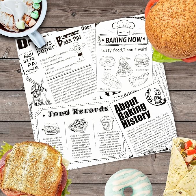 Premium Deli Paper 10"x10"- 200 Pk - Sandwich Wrapping Greaseproof Paper Sheets, Bread/Rolls Deli Paper Liners, Baskets Lining Wrappers for Fish & Chips or Burger & Fries