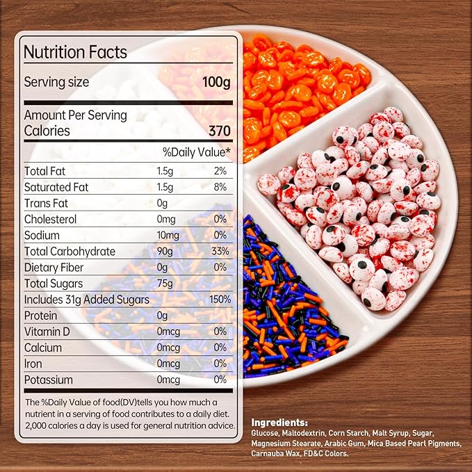 Halloween Sprinkles for Cake Decorating, Edible Candy Eyeballs, Pumpkin Sugar Sprinkles Mix, 160g/5.64oz, Perfect for Cake Decoration, Cupcake Decorations Cookies Toppings