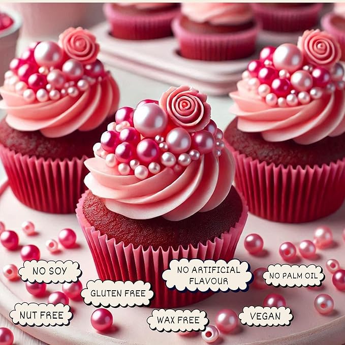 Confect Love Disco Balls – Pearlescent Pink Edible Decorative Sprinkles, Large Dahlia Candy Balls for Cake Decorating, Cupcakes, Cookies & Desserts | Baking Decoration | Vegan, Gluten-Free, Nut-Free, Soy-Free, Dairy-Free, Palm Oil-Free- 4.2 Oz