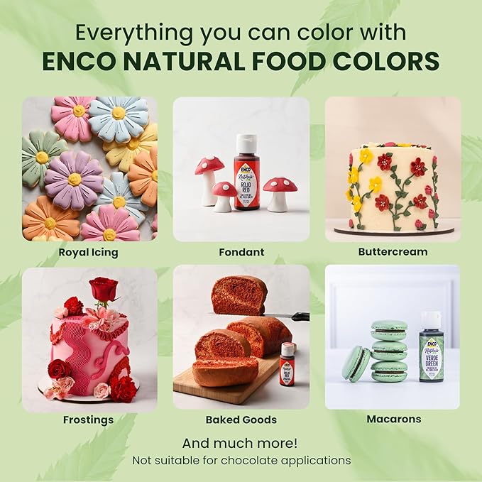 ENCO Natural Food Coloring Gel Green 1.41 oz - No artifitial dyes - Vibrant colors for Icing, Buttercream, Fondant - Vegan & Kosher