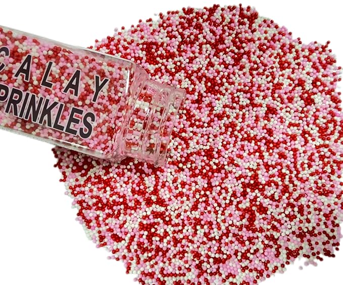 Gevog 2MM Valentines Pearls Sprinkles Mixing Edible Cake Cupcake Sprinkles for Valentines Party Baking Cupcake Cookie Ice Cream Decoration Supplies 110g/ 3.88oz