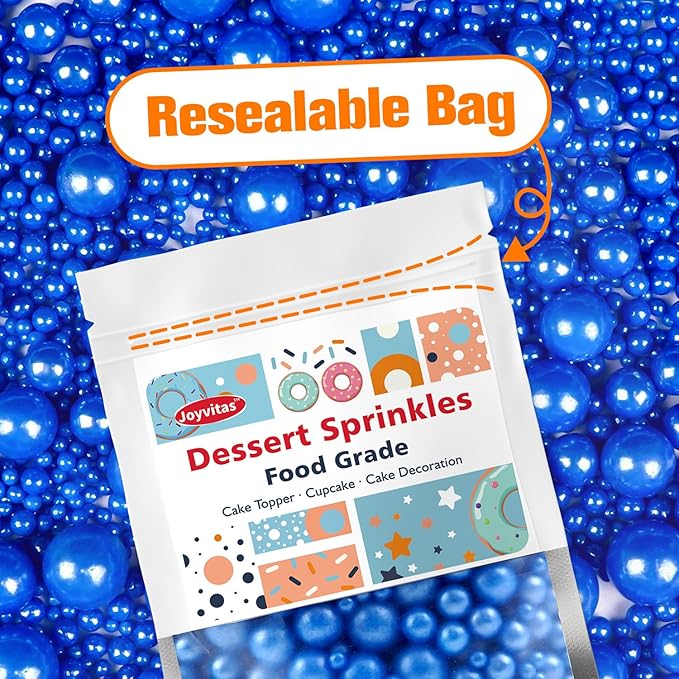 Deep Blue Pearl Sugar Sprinkles, Edible Candy Pearls, 150g/5.29oz, Blue Sprinkles for Cake Decorating, Baking Cake Decorations, Cupcakes, Foodgrade Toppers, Wedding Party Chirstmas Supplies