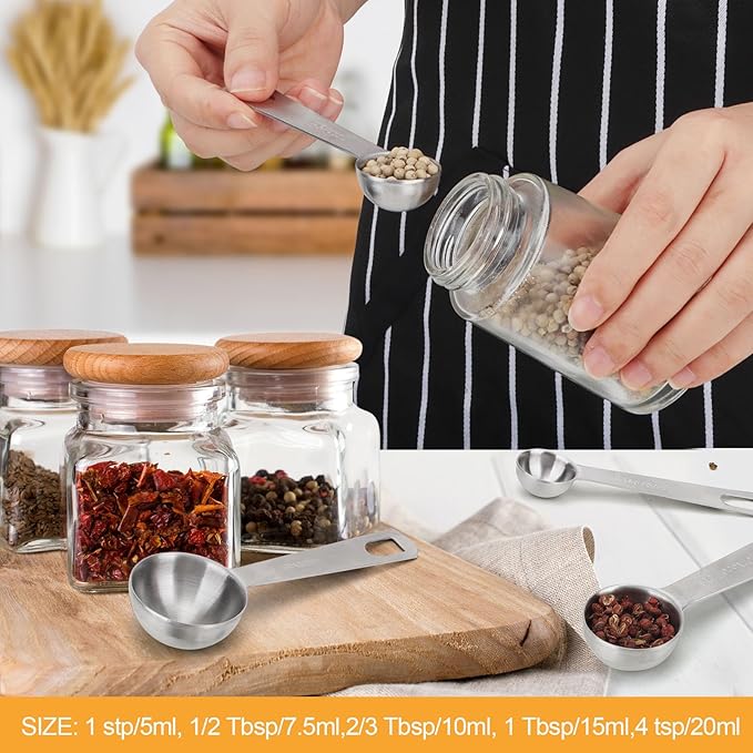 2 PCS 4 Teaspoon(20 mL | 20 cc | 4 Tsp | 1 1/3 Tablespoon) Stainless Steel Single Measuring Spoon, Easy to Use and Easy to Wash Metal Measuring Spoons Kitchen Gadgets for Cooking & Baking