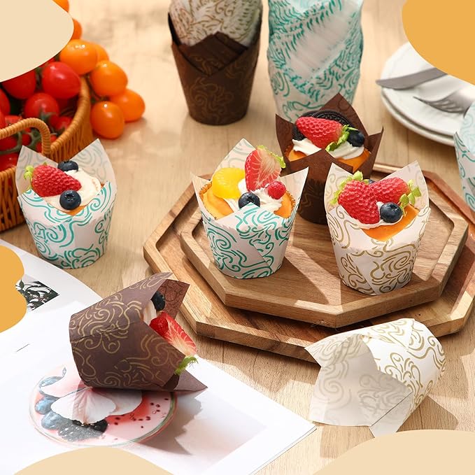 1200 Pcs Tulip Cupcake Liners for Baking Cups, Paper Muffin Liners Holders Greaseproof Tulip Cupcake Wrappers for Party Birthday Wedding Christmas